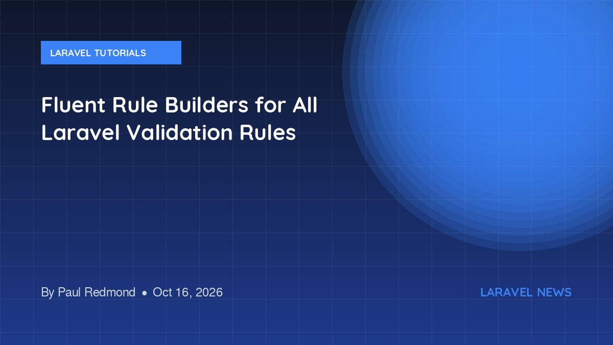 Fluent Rule Builders for All Laravel Validation Rules